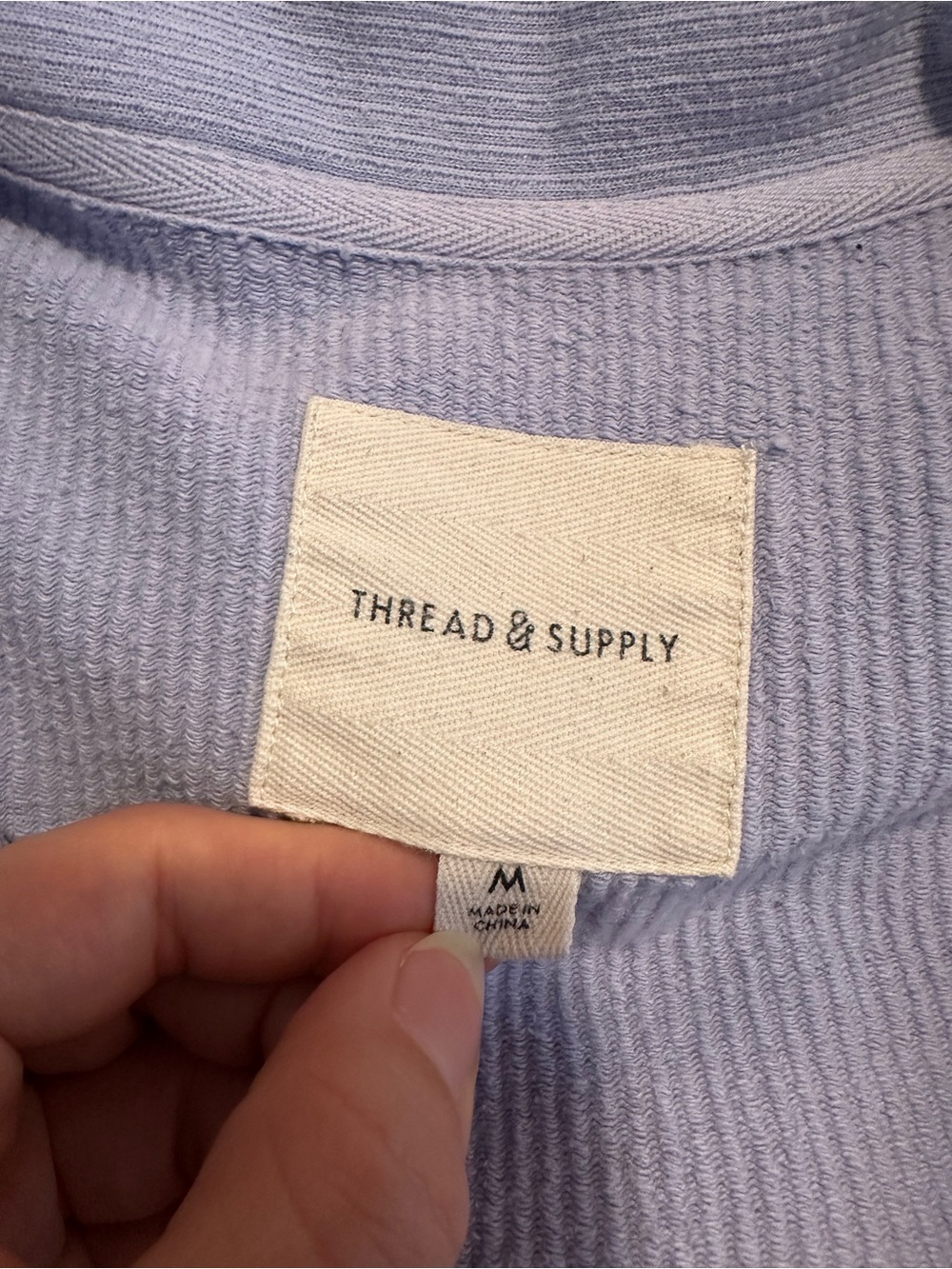 Thread & Supply Medium Light Blue Ribbed Shacket with Snaps - Picture 6 of 9